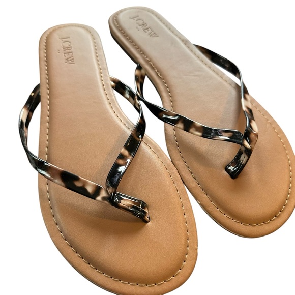 NWOT J Crew Factory Easy Summer Sandals Tortoise Shell Flip Flops 8 - Picture 2 of 8